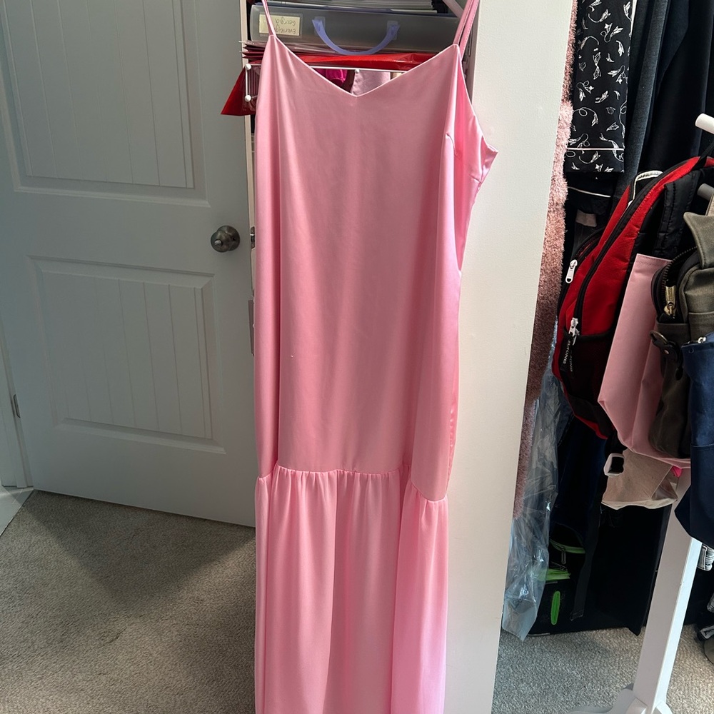 Pink satin dress